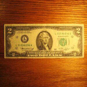 1976 2 DOLLAR FEDERAL RESERVE NOTE PRINTED IN SAN FRANCISCO